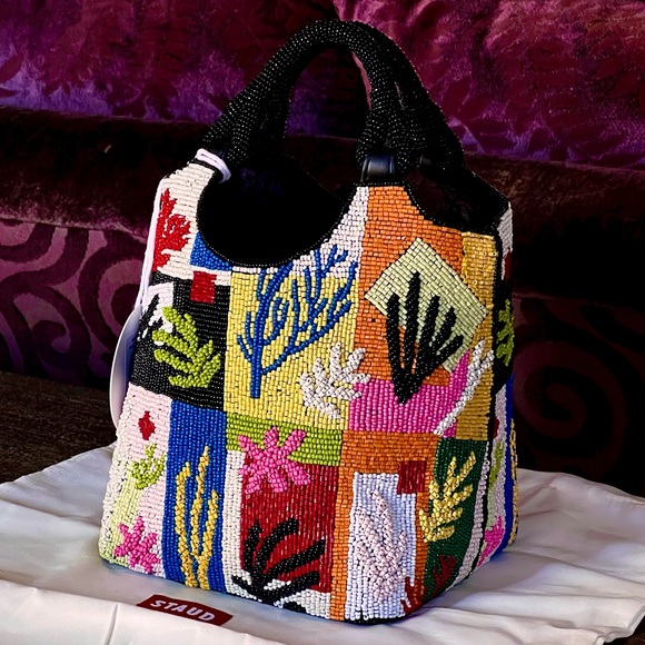STAUD Handbags - 🌺🎉2XHP🎉🌺 NWT Staud Beaded Cote Bag Coral Patchwork